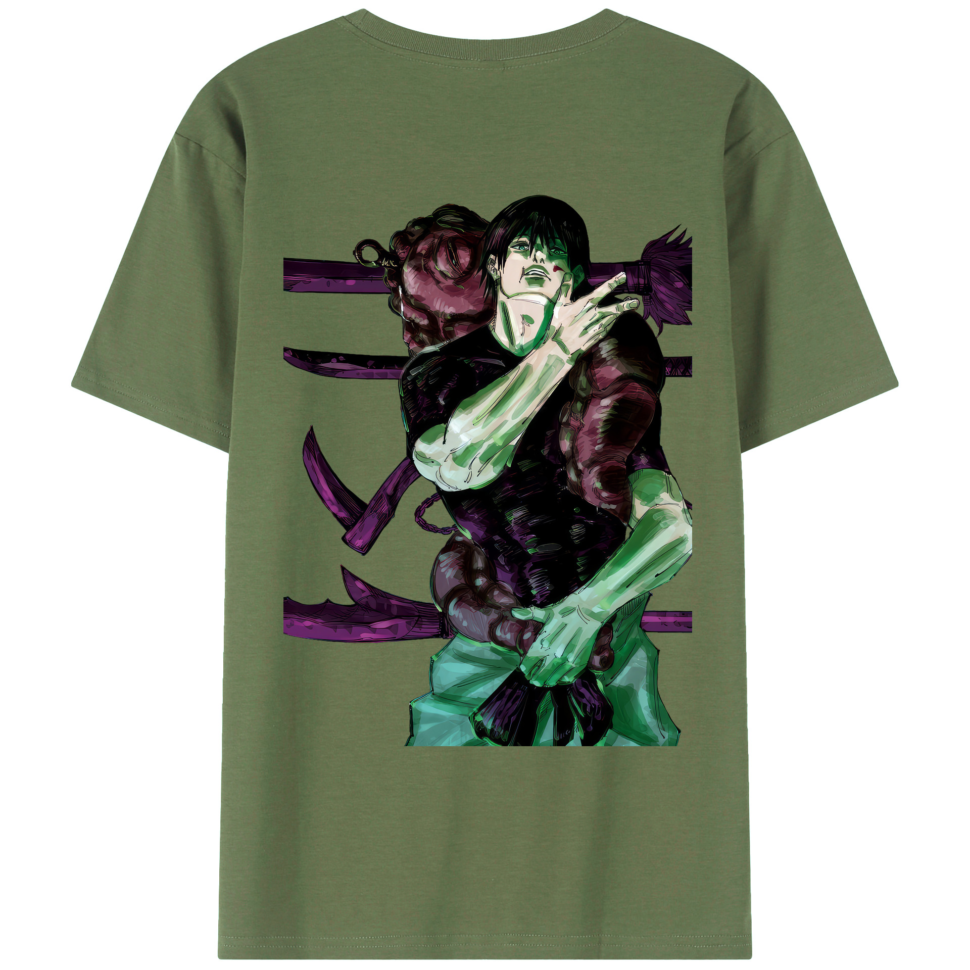 （画像用） 呪術廻戦 Jujutsu Kaisen 綿100％ メンズ半袖Tシャツ（バックプリント） 通気性
